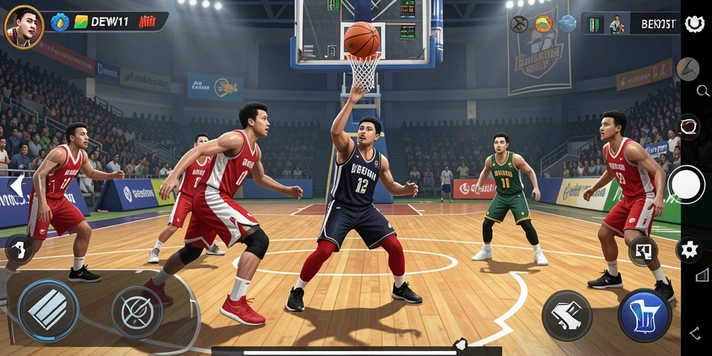 Antarmuka DEWI11 menampilkan pengalaman bermain basket yang menarik.