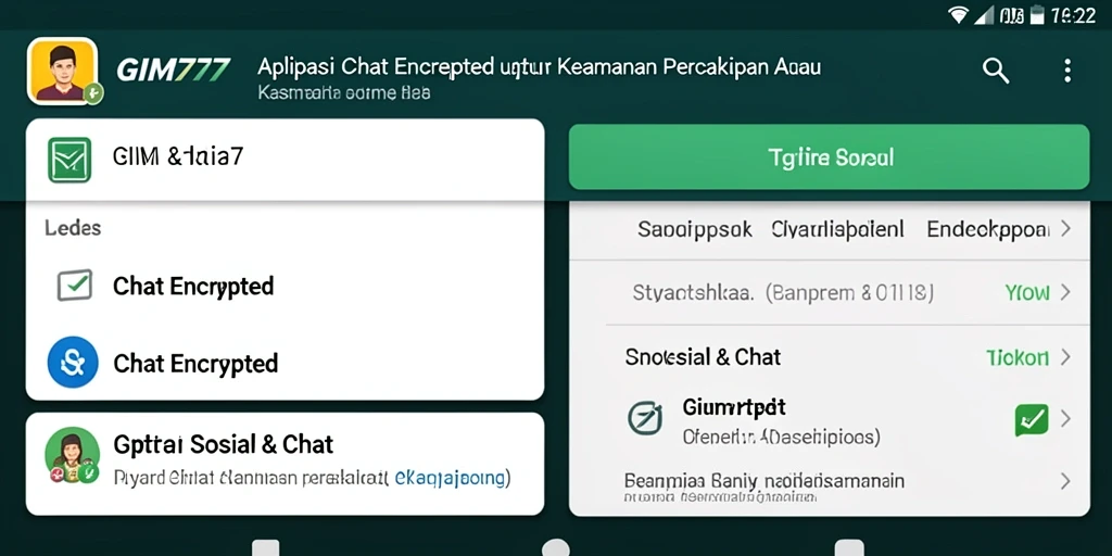 Antarmuka aplikasi GIM777 yang modern dan aman untuk Chat Encrypted.
