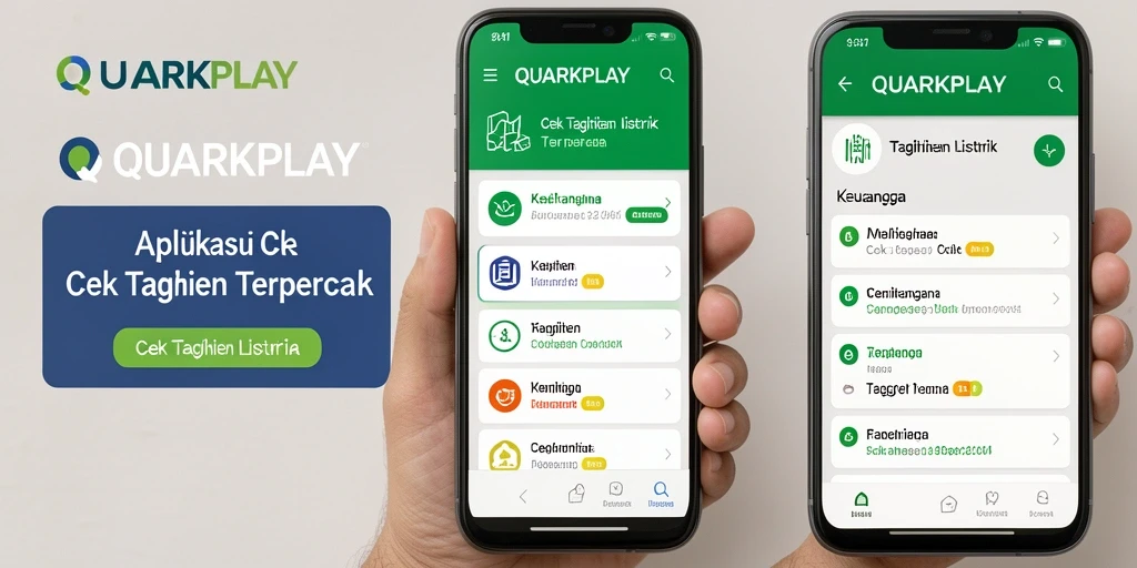 Tampilan antarmuka QUARKPLAY dengan fitur cek tagihan listrik.