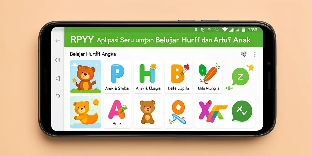 Tampilan antarmuka aplikasi RPYYY yang menarik untuk belajar huruf dan angka.