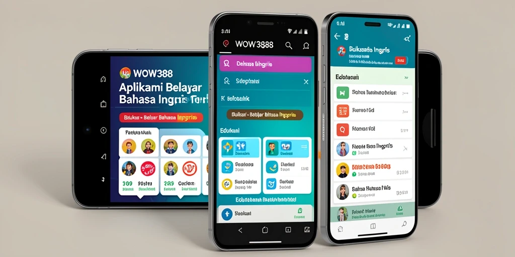 Tampilan antarmuka aplikasi WOW388 untuk Belajar Bahasa Inggris.