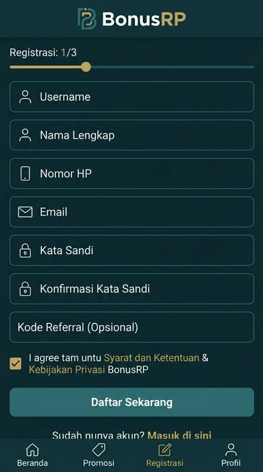 Cara Mudah Registrasi Akun Bonusrp untuk Pengguna Android